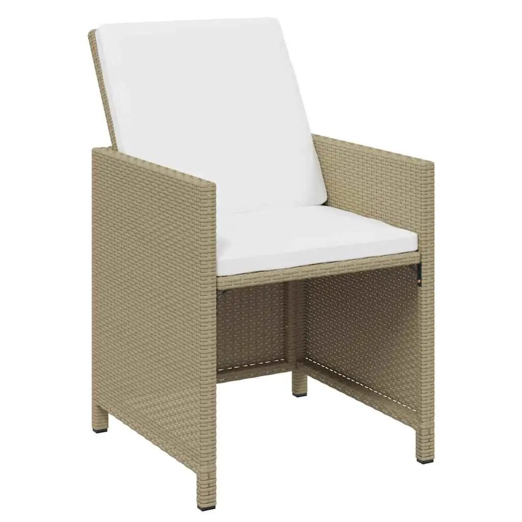 Garden Dining Set Outdoor Furniture 11 Piece PE Rattan Patio Table Chairs Beige