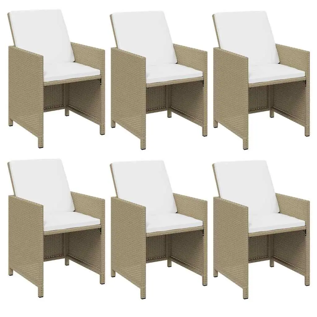 Garden Dining Set Outdoor Furniture 11 Piece Poly Rattan Beige Patio Table