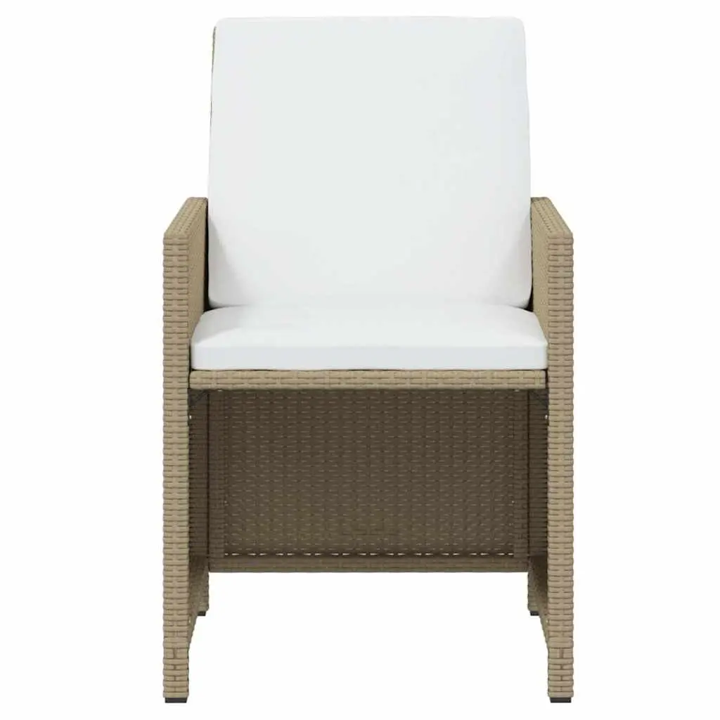 Garden Dining Set Outdoor Furniture 11 Piece Poly Rattan Beige Patio Table