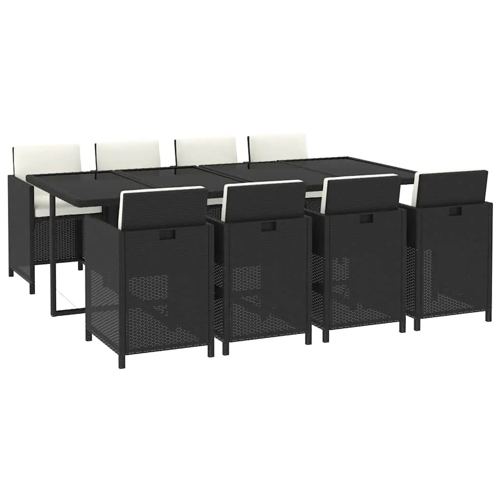 Outdoor Garden Dining Set 9 Piece Patio Furniture Black Poly Rattan