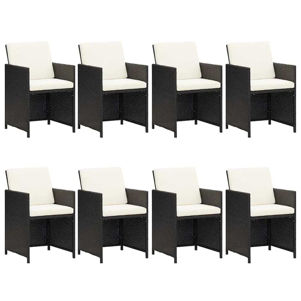 Outdoor Garden Dining Set 9 Piece Patio Furniture Black Poly Rattan