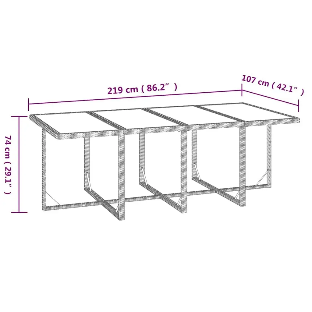Outdoor Garden Dining Set 9 Piece Patio Furniture Black Poly Rattan