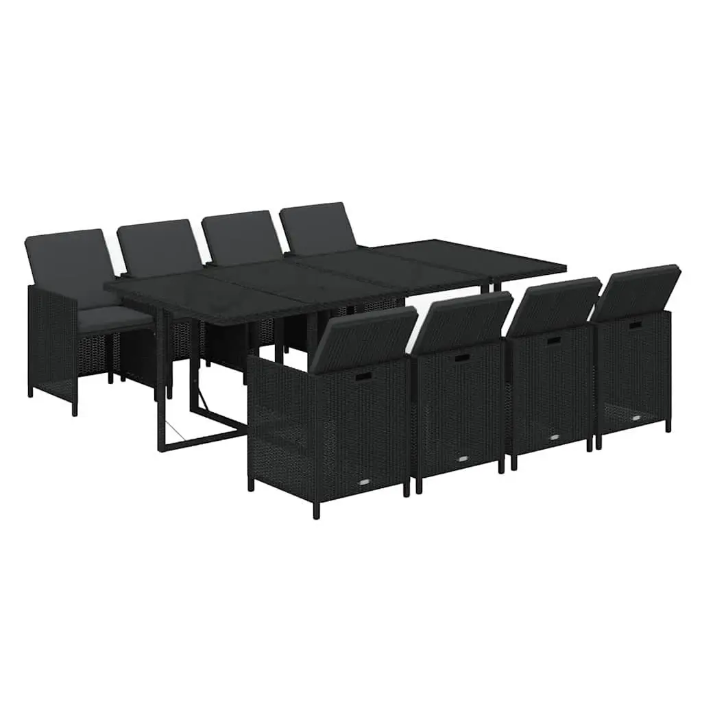 Garden Dining Set Outdoor Furniture 9 Piece Black Cushions Patio
