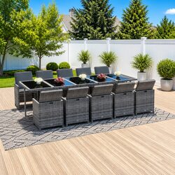 11 Piece Garden Dining Set Dimensions and Materials