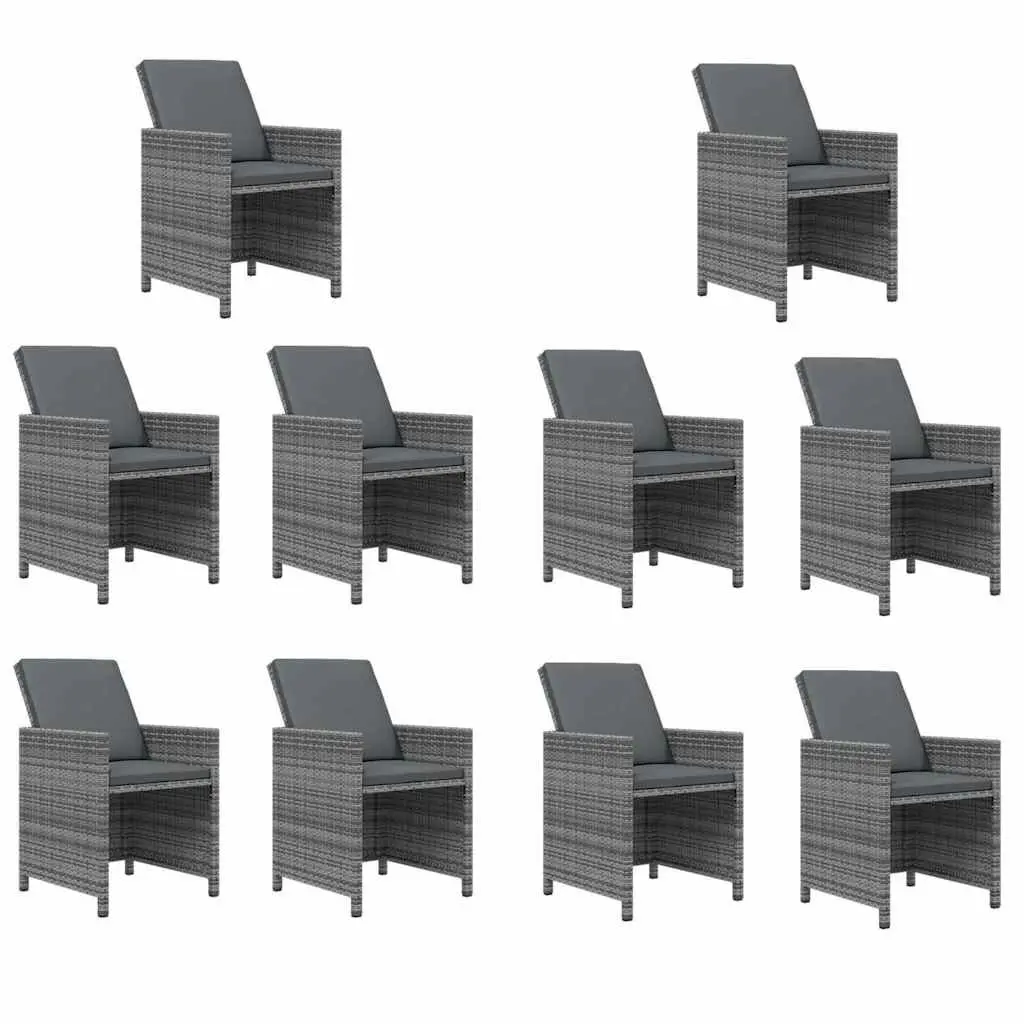 Garden Dining Set Outdoor Patio Furniture 11 Piece Grey PE Rattan with Cushions