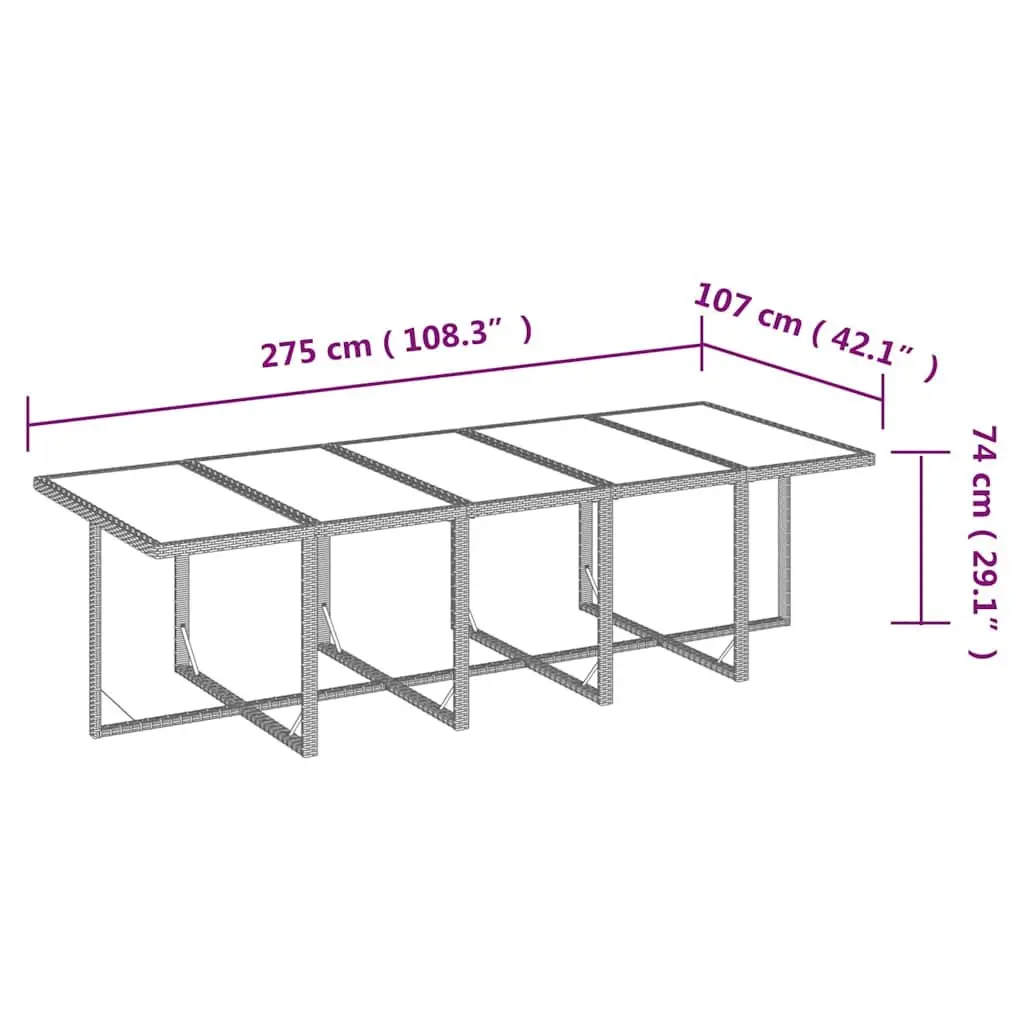 15 Piece Garden Dining Set Outdoor Use Grey Poly Rattan with Cushions