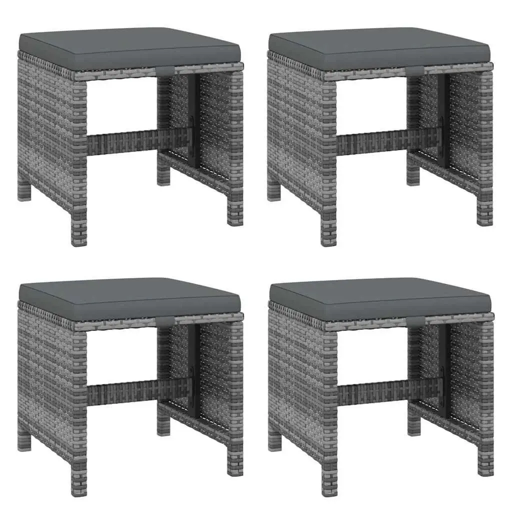 15 Piece Garden Dining Set Outdoor Use Grey Poly Rattan with Cushions