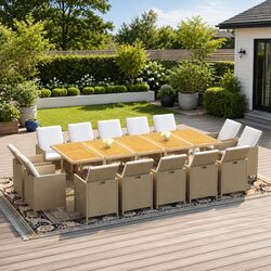 15 Piece Outdoor Dining Set - Dimensions and Materials