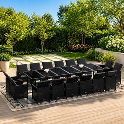 Specifications of the 17-Piece Black Poly Rattan Dining Set