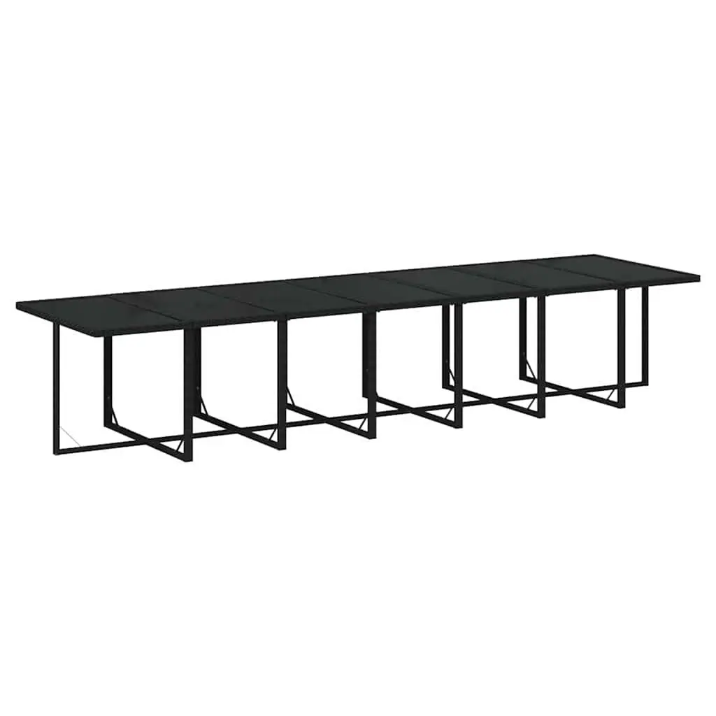 Garden Dining Set Outdoor Use 15 Piece Poly Rattan Furniture Black with Cushions