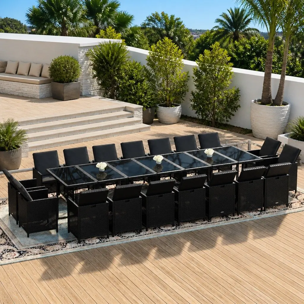 19-Piece Black Outdoor Dining Set