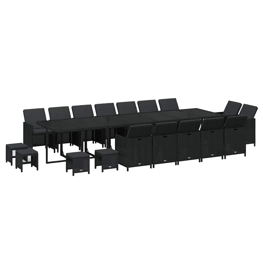 Black Poly Rattan 19-Piece Outdoor Set