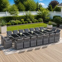 19 Piece Grey Poly Rattan Outdoor Dining Set Specifications