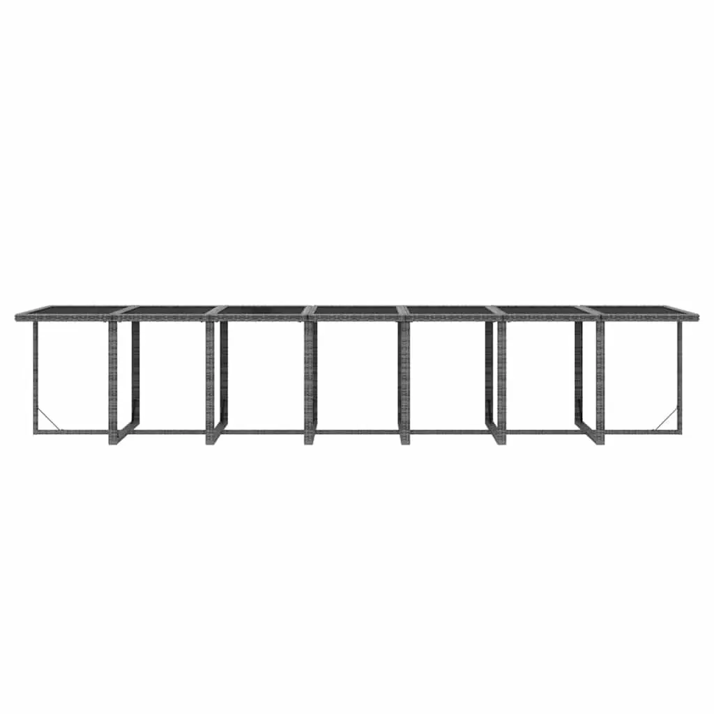 Outdoor Garden Dining Set 19 Piece Poly Rattan Grey with Cushions Patio