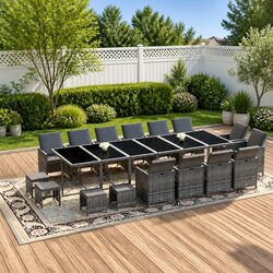 Specifications of the 19 Piece Grey Poly Rattan Dining Set