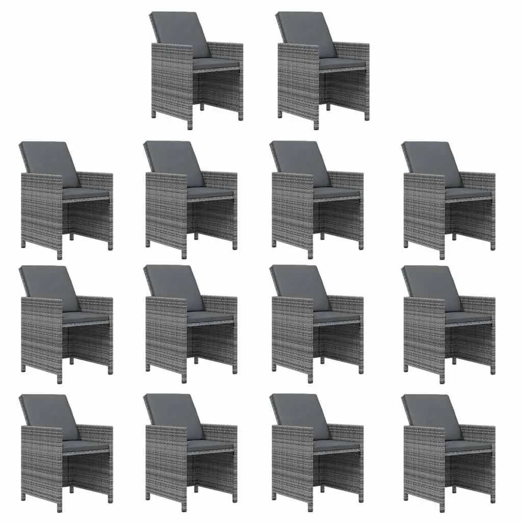 Garden Dining Set Outdoor Furniture 19 Piece Poly Rattan Cushions Grey