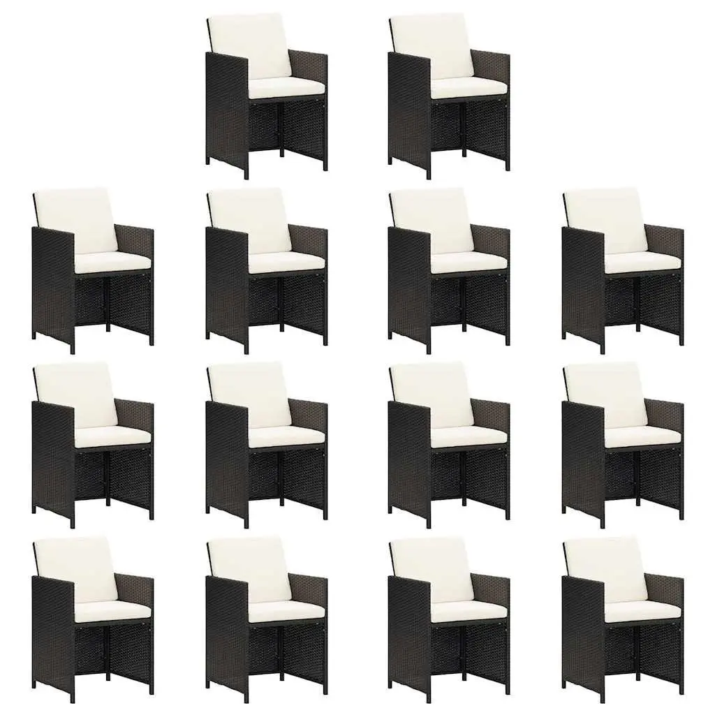 Outdoor Dining Set Garden Furniture 15 Piece Black PE Rattan Chairs Table