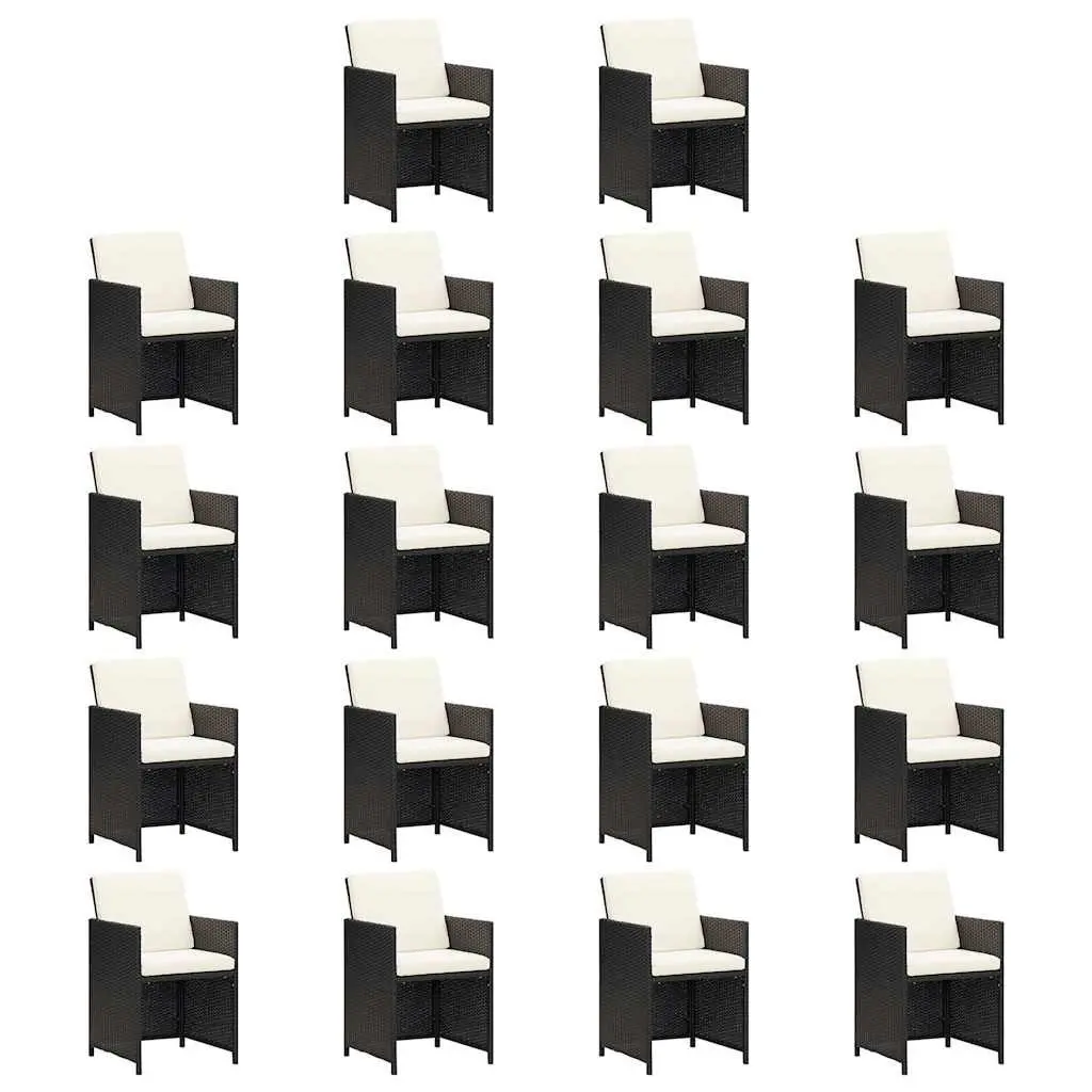 Garden Dining Set Outdoor Use 19 Piece Black Poly Rattan Table Chairs