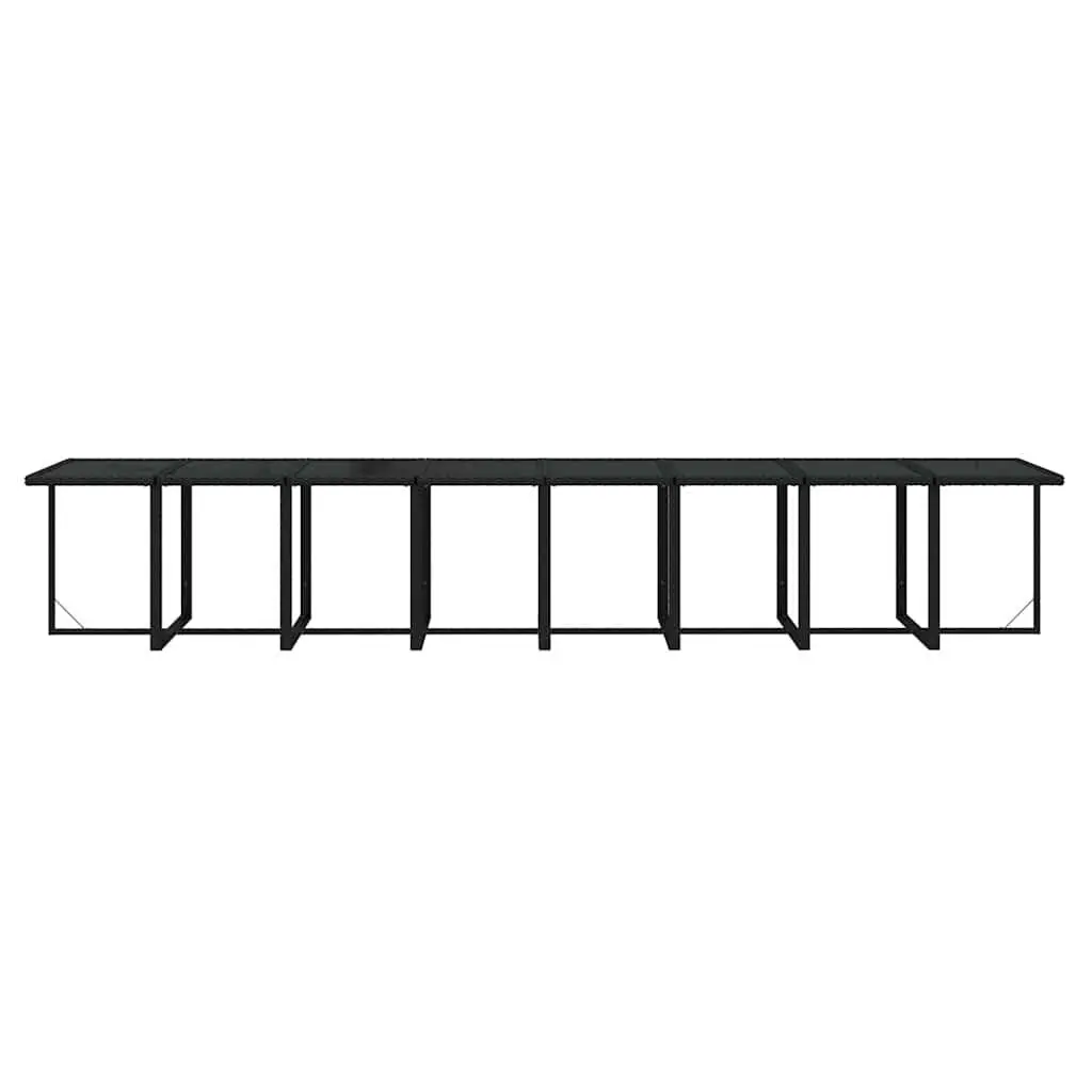 17 Piece Outdoor Furniture Set Black Poly Rattan Chairs and Table for Garden Dining