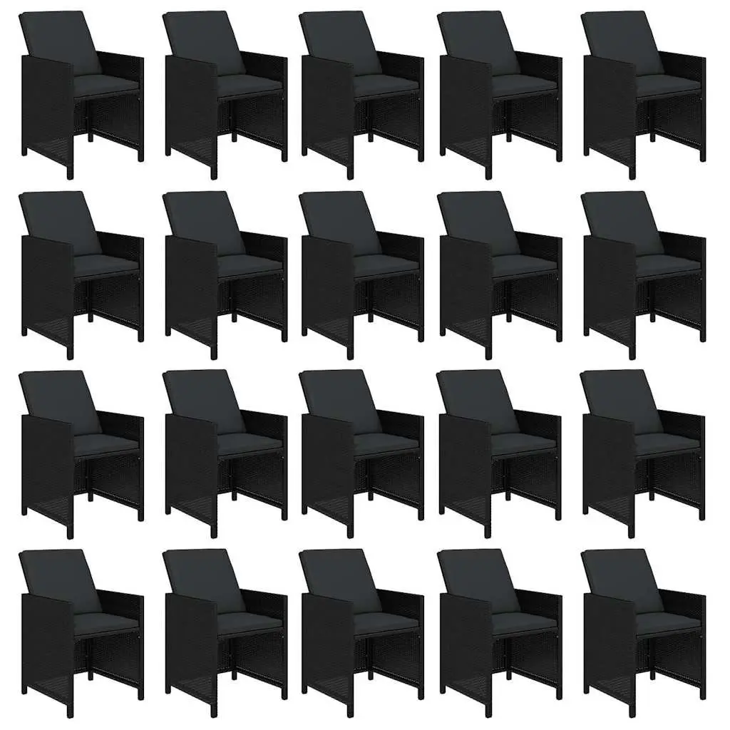 Garden Furniture Outdoor Dining Set 21 Piece Black Poly Rattan Table and Chairs