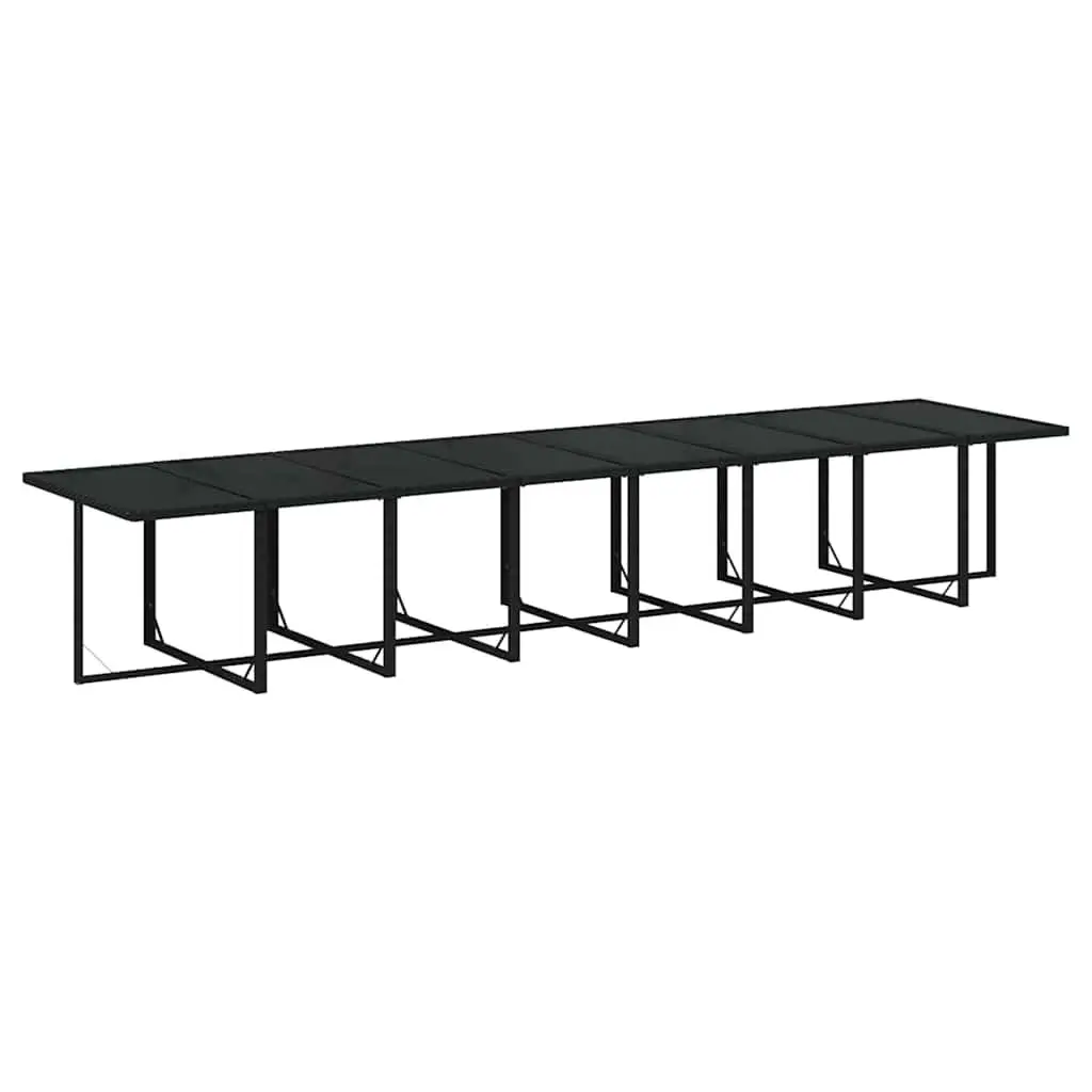 Garden Furniture Outdoor Dining Set 21 Piece Black Poly Rattan Table and Chairs
