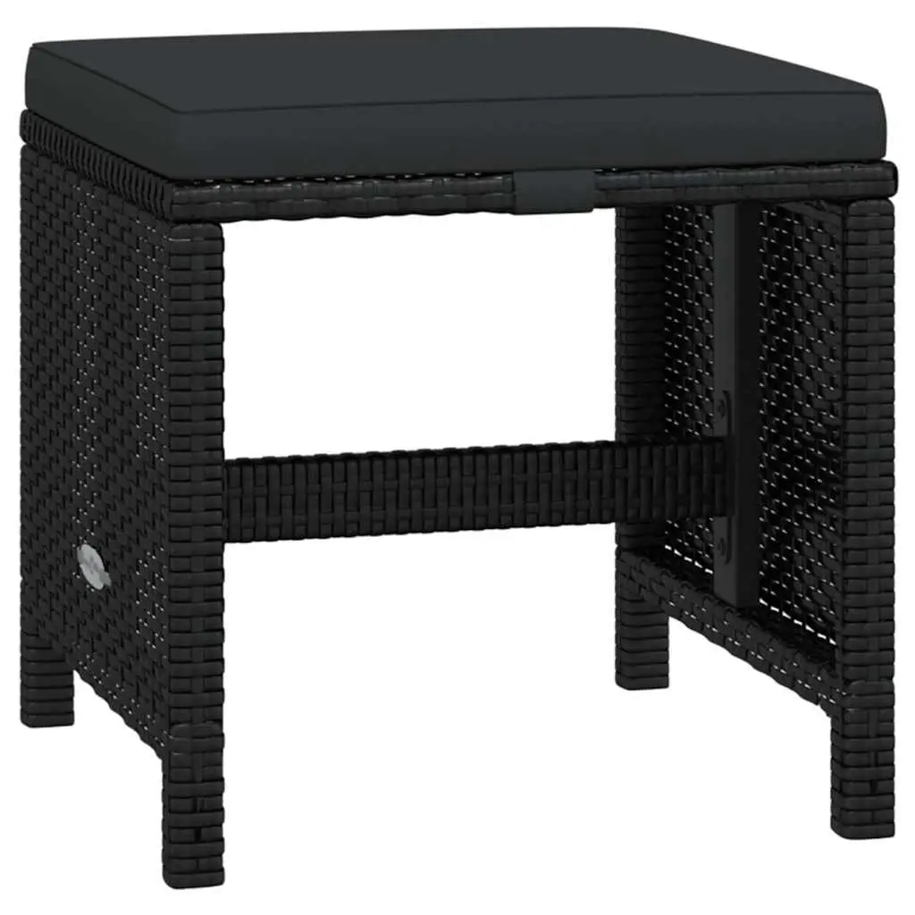 Outdoor Dining Set 21 Piece for Garden Black Poly Rattan Chairs Table with Cushions