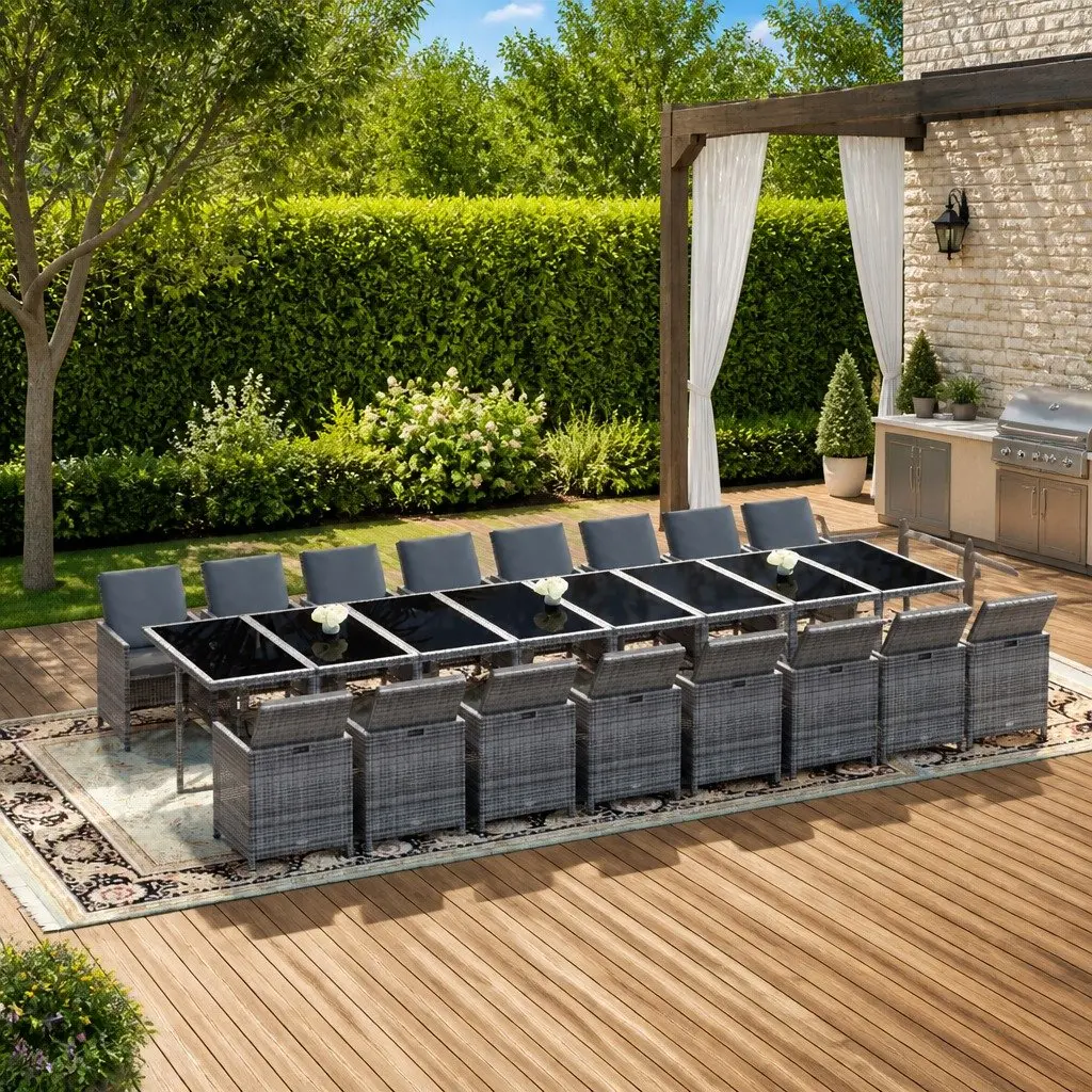 17 Piece Grey Garden Dining Set