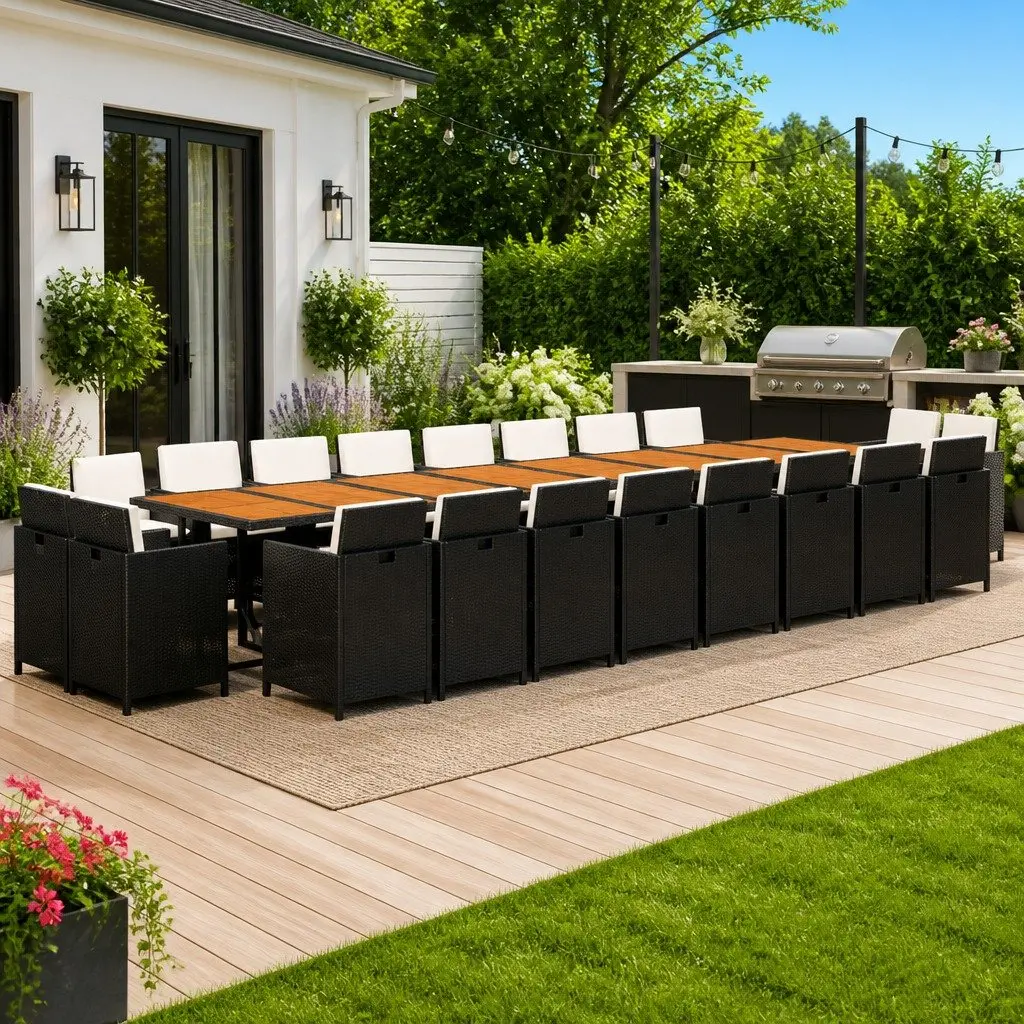 21 Piece Garden Dining Set in Black