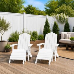 Adirondack Chairs Set: White with Footstools