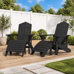 Outdoor Adirondack Chairs 2 pcs with Detachable Footstools Garden Patio Seating
