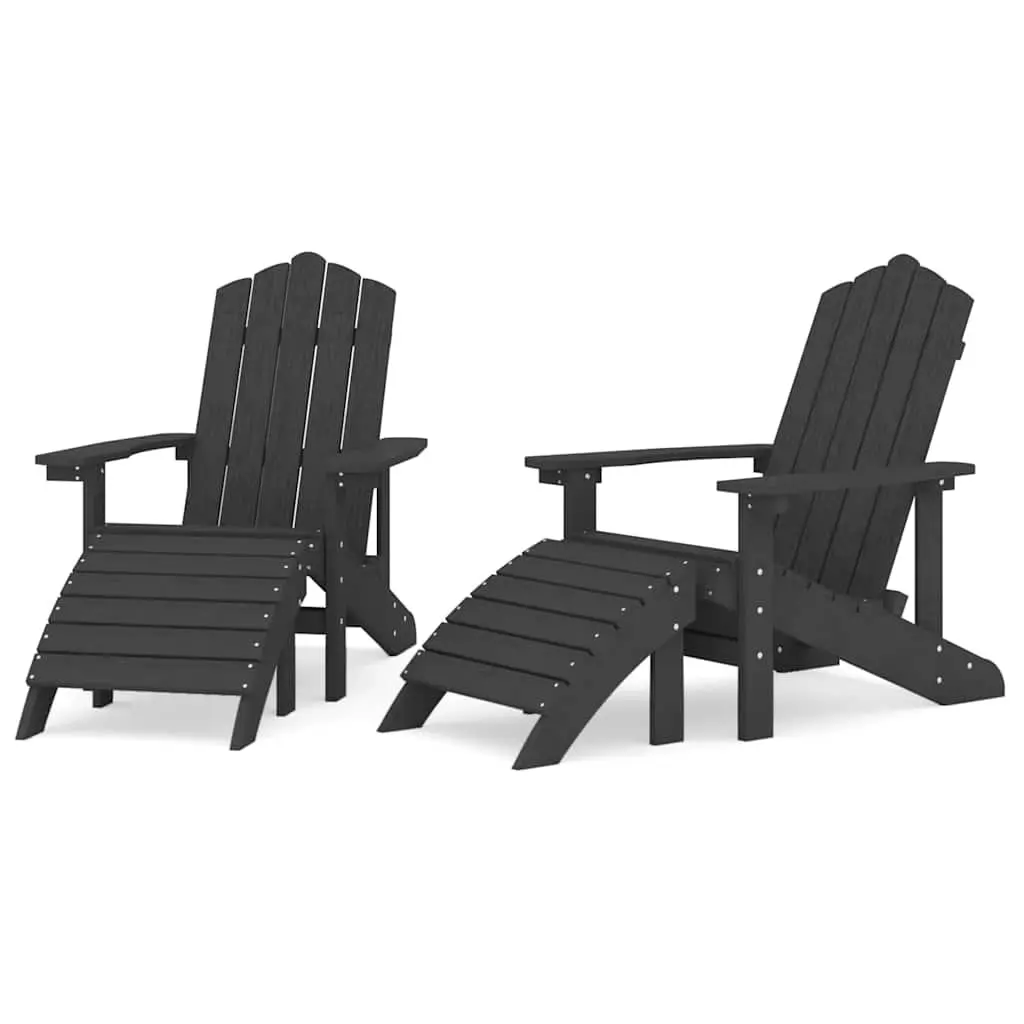 Adirondack Chairs for Garden Patio 2 Piece Set with Detachable Footstools