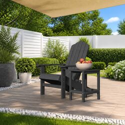 Garden Adirondack Chair with Attached Table Outdoor Patio Seating Anthracite