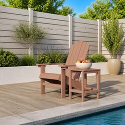 High-Quality Adirondack Chair with Attached Table, Brown