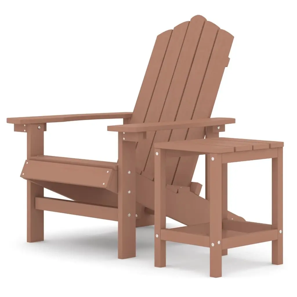 Adirondack Chair with Attached Table, Brown