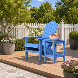 Blue Adirondack Chair with Table - HDPE Construction