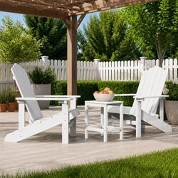 Adirondack Chairs and Side Table Set - White HDPE Construction