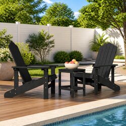 Adirondack Chairs Set with Side Table — HDPE, Anthracite