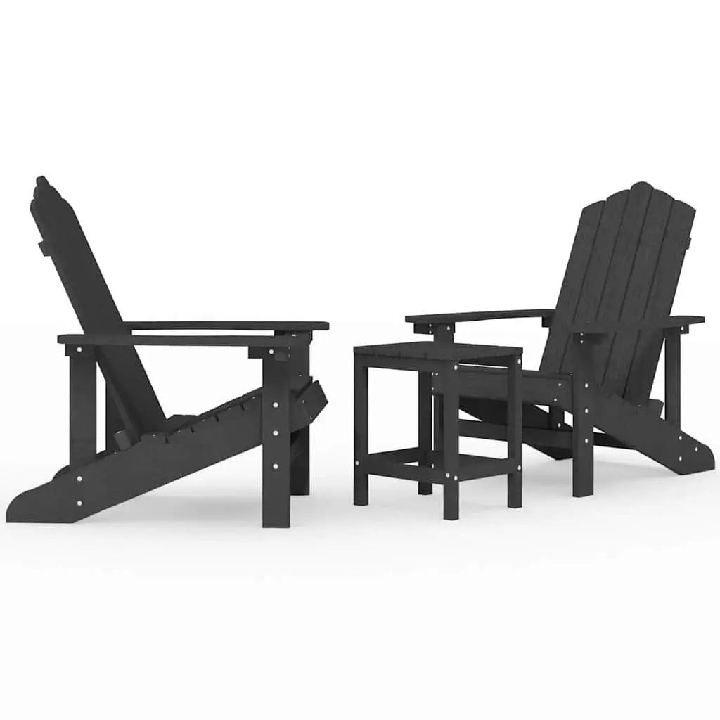 Outdoor Adirondack Chairs with Side Table Set Garden Patio Seating Anthracite