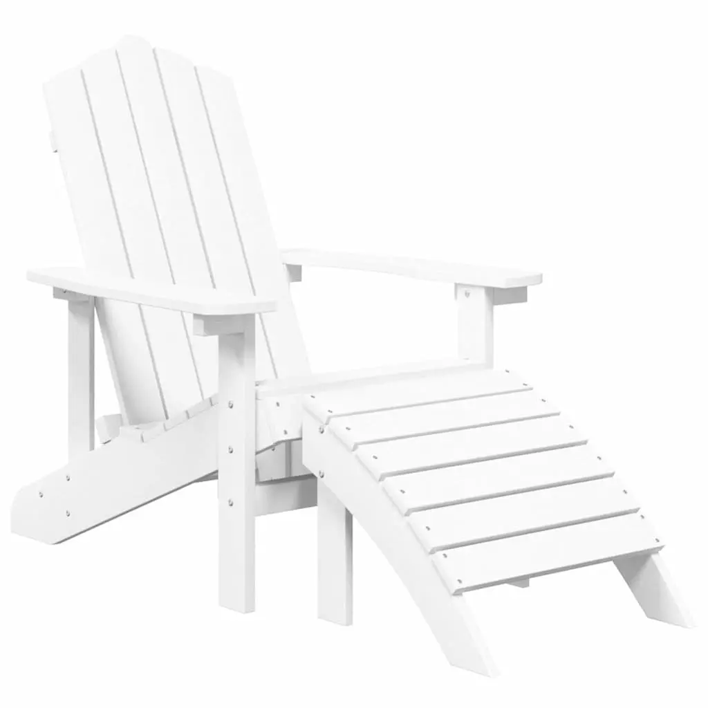 Outdoor Adirondack Chair with Footstool & Side Table Garden Patio Seating White