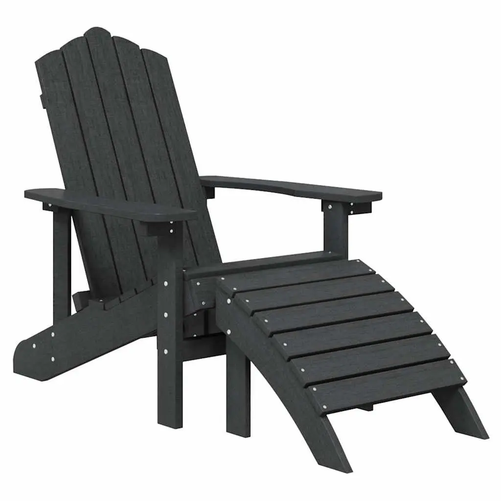 Adirondack Chair Set for Patio Anthracite with Detachable Footstool and Side Table