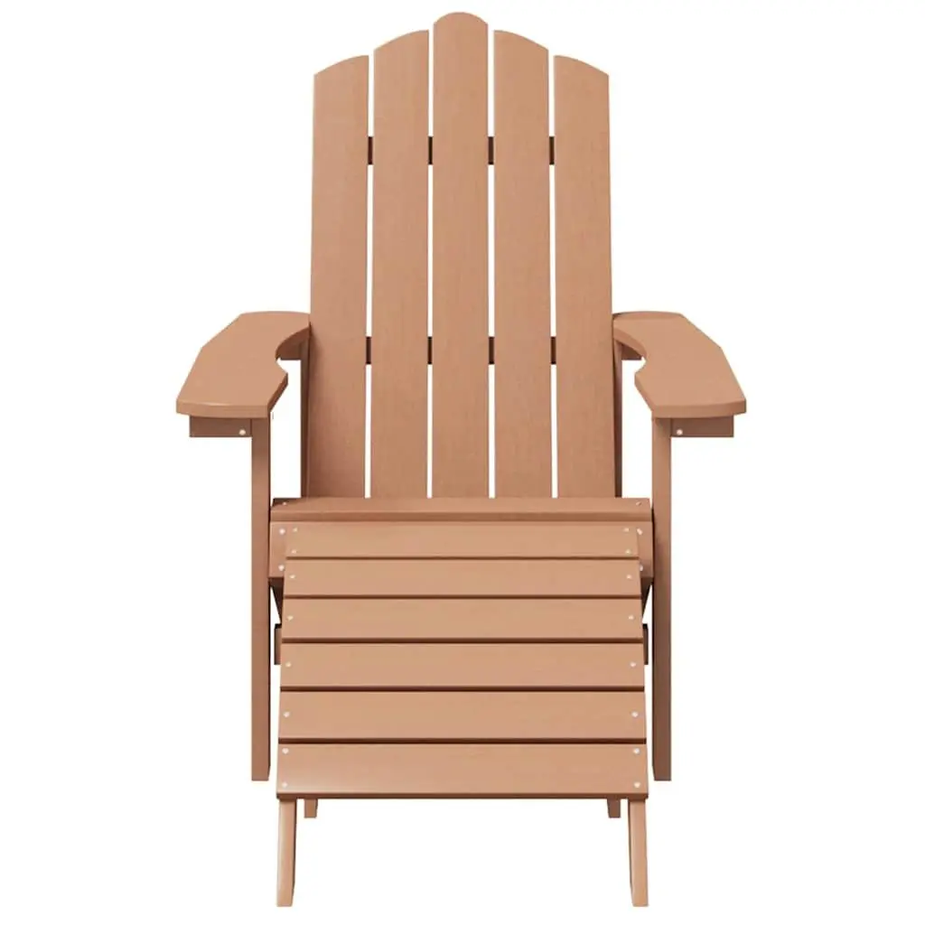 Outdoor Adirondack Chair with Detachable Footstool and Side Table Brown Garden