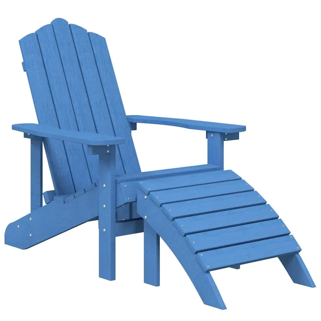 Adirondack Chair Set for Outdoor Use with Footstool and Side Table Blue
