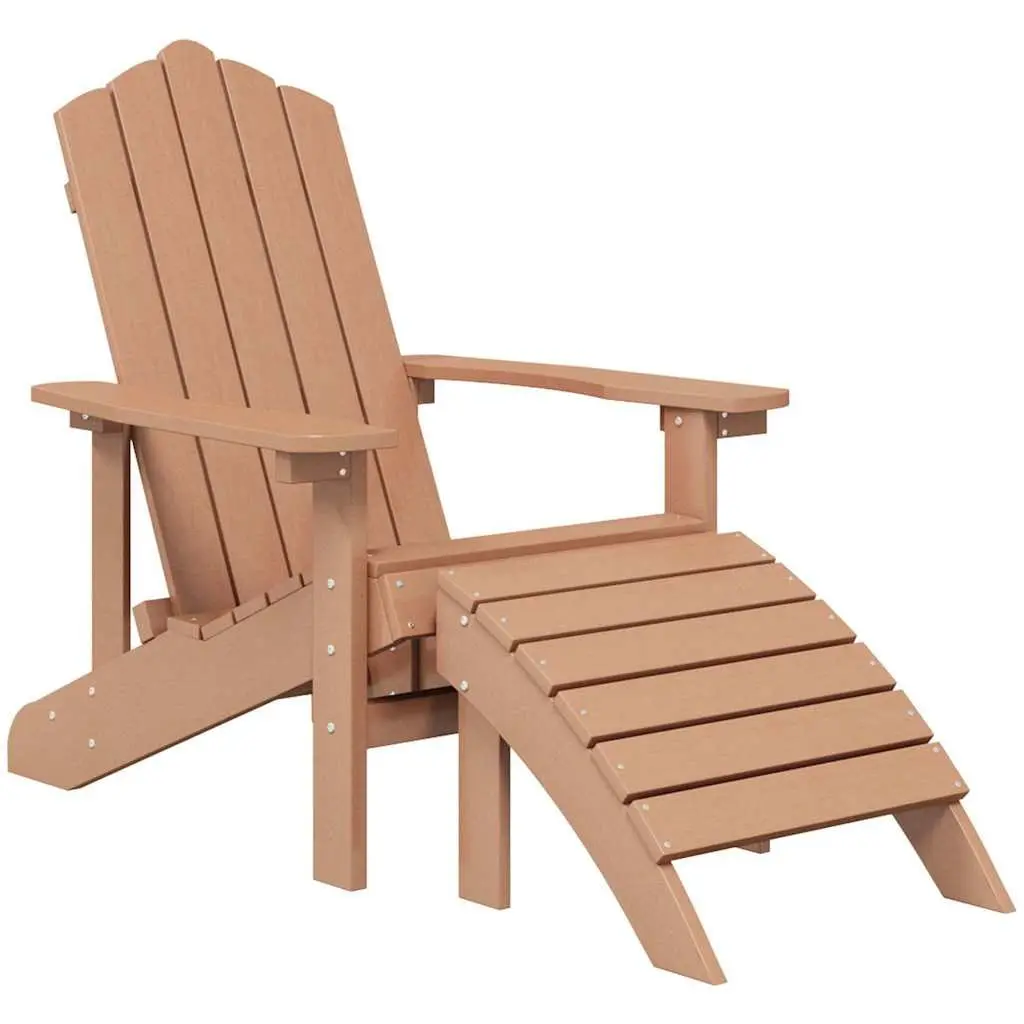 Outdoor Adirondack Chair Set with Footstool and Table Garden Patio Seating