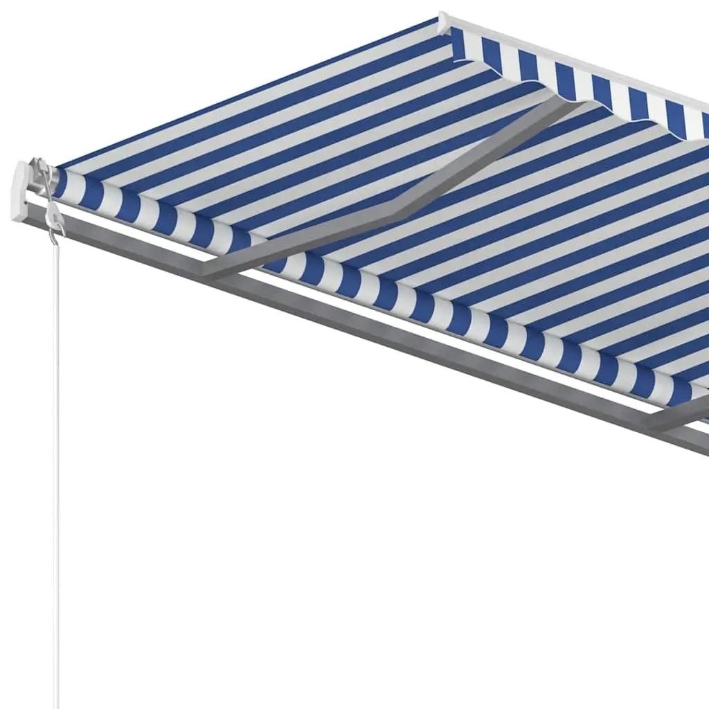 Automatic Retractable Awning 400x300 cm Patio Outdoor Sun Shade Blue White