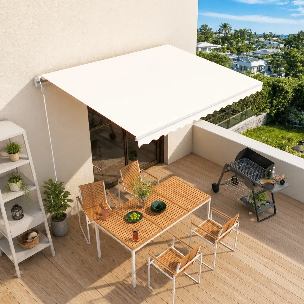 Automatic Retractable Awning Outdoor Patio Sunshade 400x300 cm Cream