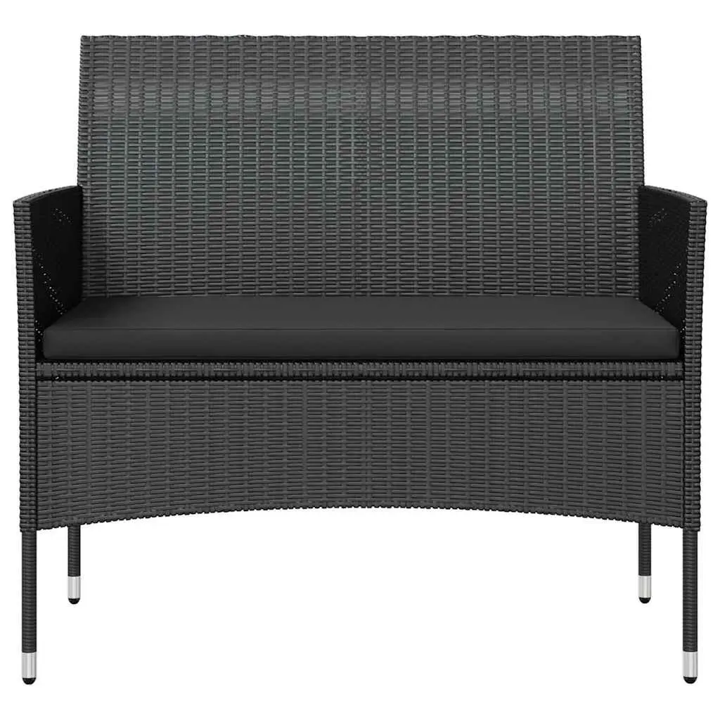 Outdoor Garden Lounge Set 8 Piece Poly Rattan Furniture with Cushions Black