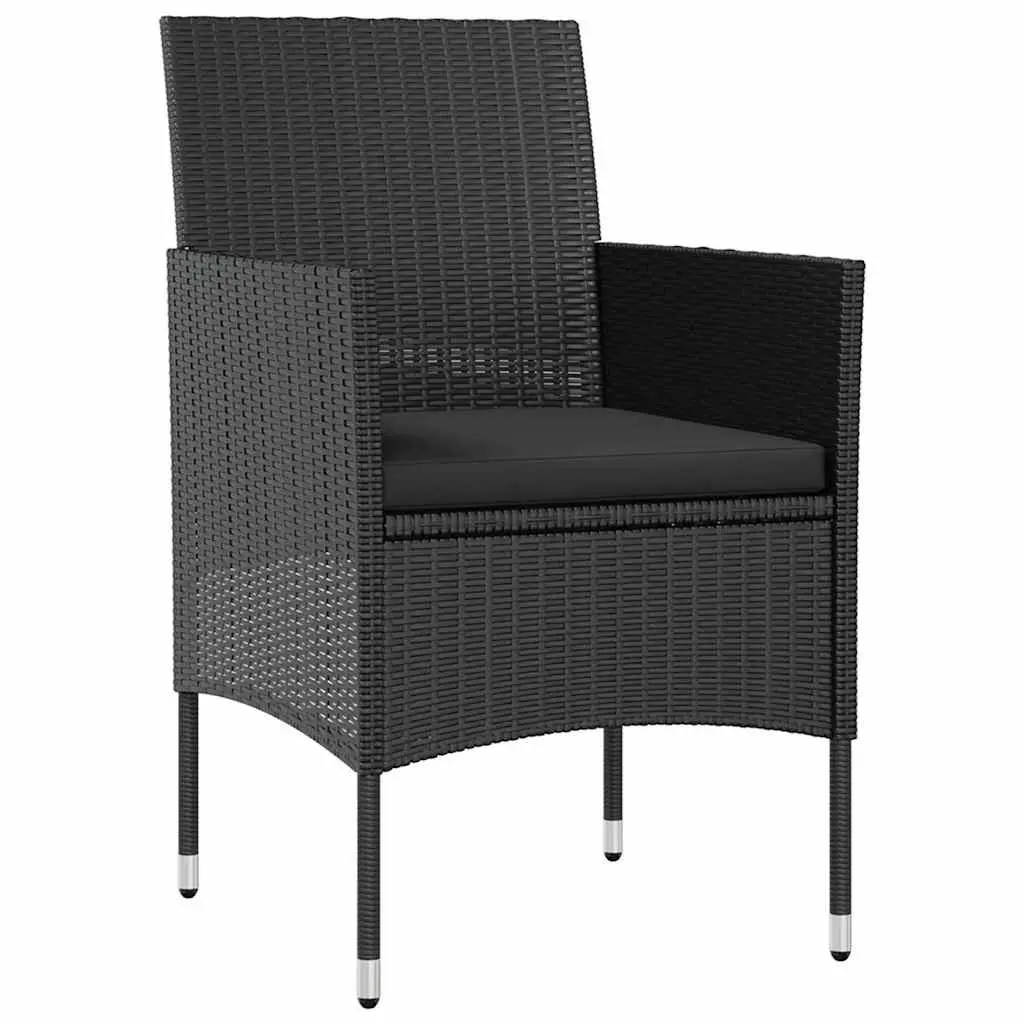 Outdoor Garden Lounge Set 8 Piece Poly Rattan Furniture with Cushions Black