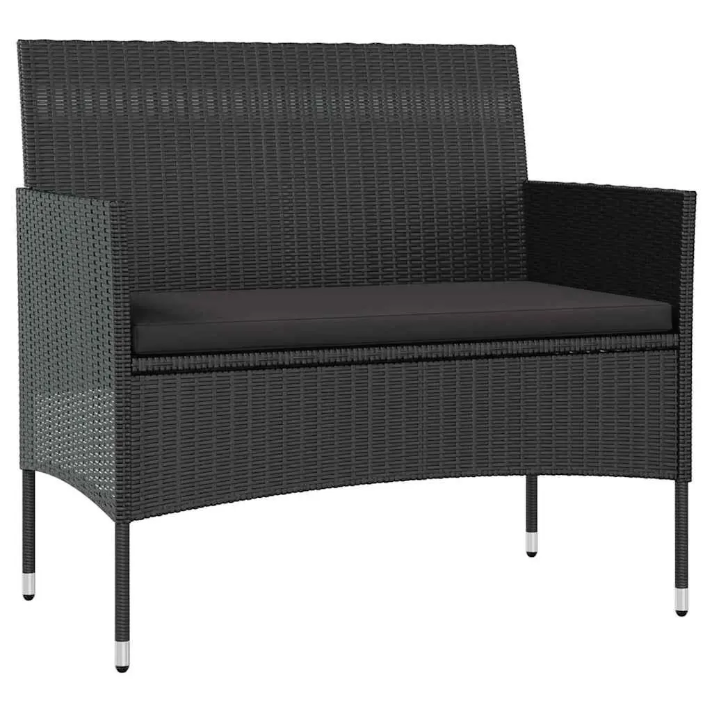 Outdoor Garden Lounge Set 16 Piece Patio Furniture Black Poly Rattan