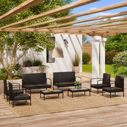 Garden Lounge Set 8 Piece Poly Rattan Outdoor Furniture Patio Sofa with Cushions