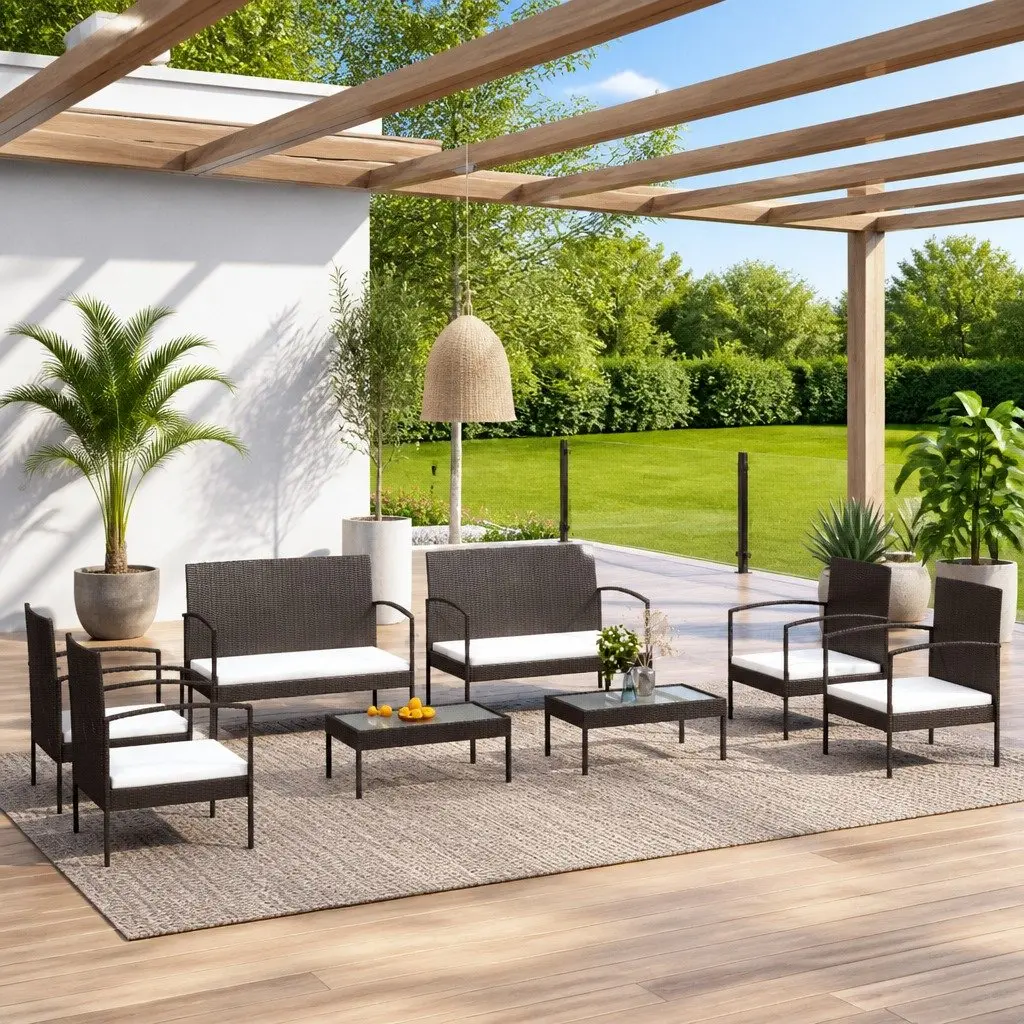 8-Piece Black Patio Lounge Set